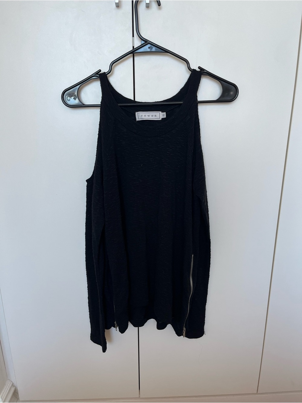 Black Cold Shoulder Long Sleeve with Side Zip Detail